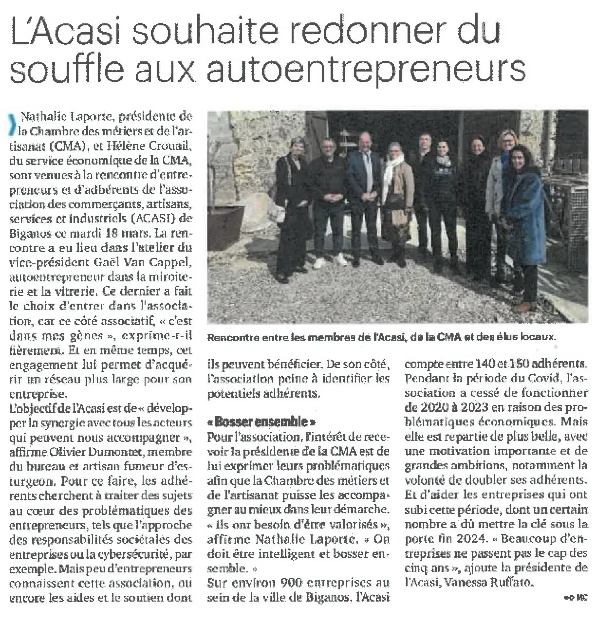 Article de Presse du journal La Dépêche du Bassin